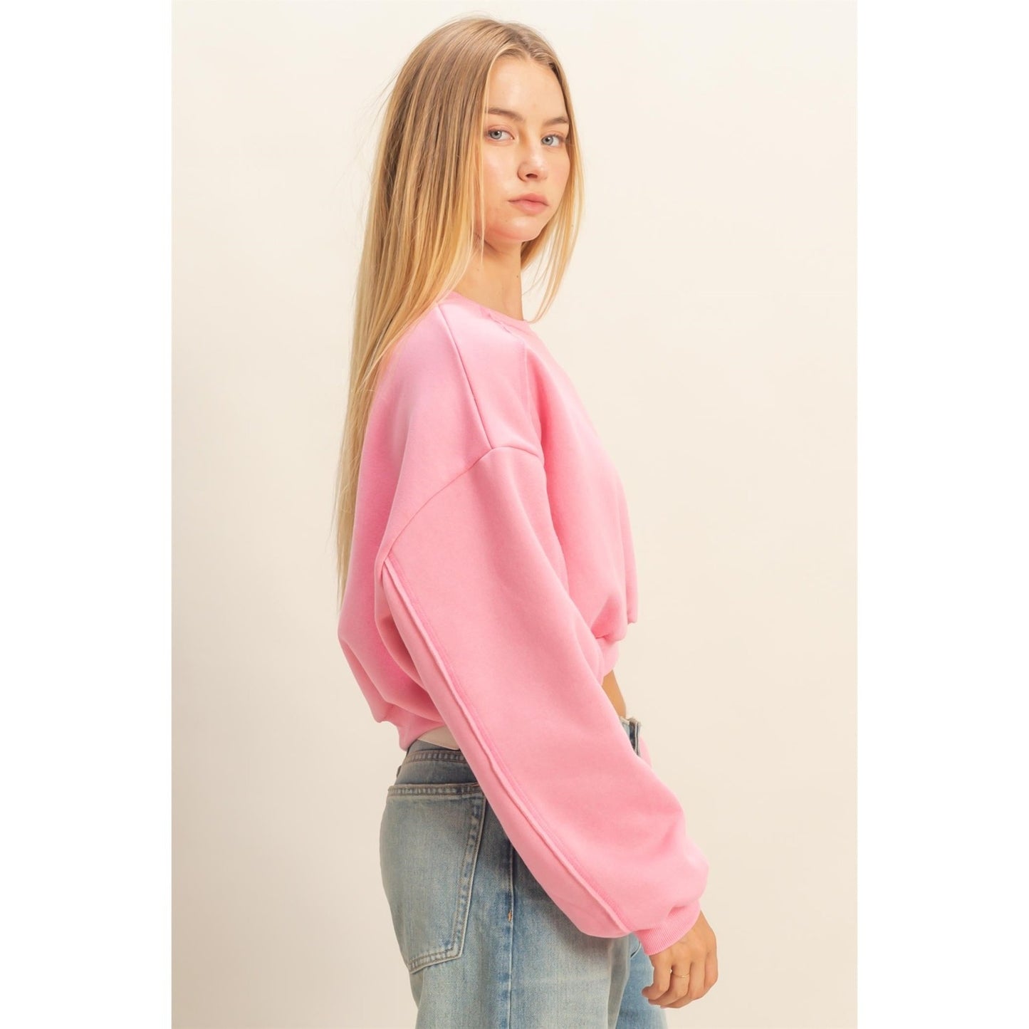 THINK PINK CROP SWEATSHIRT