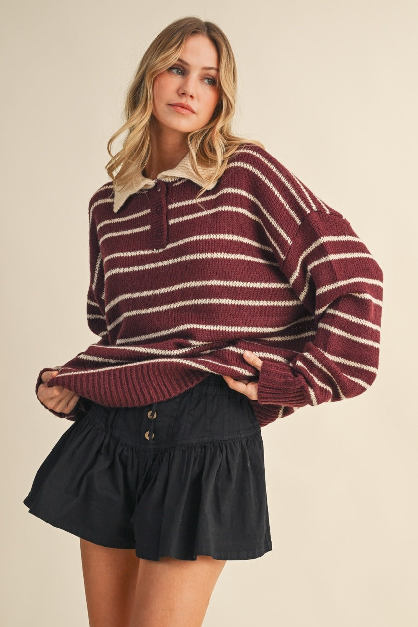 THE COZY COLLAR STRIPED SWEATER