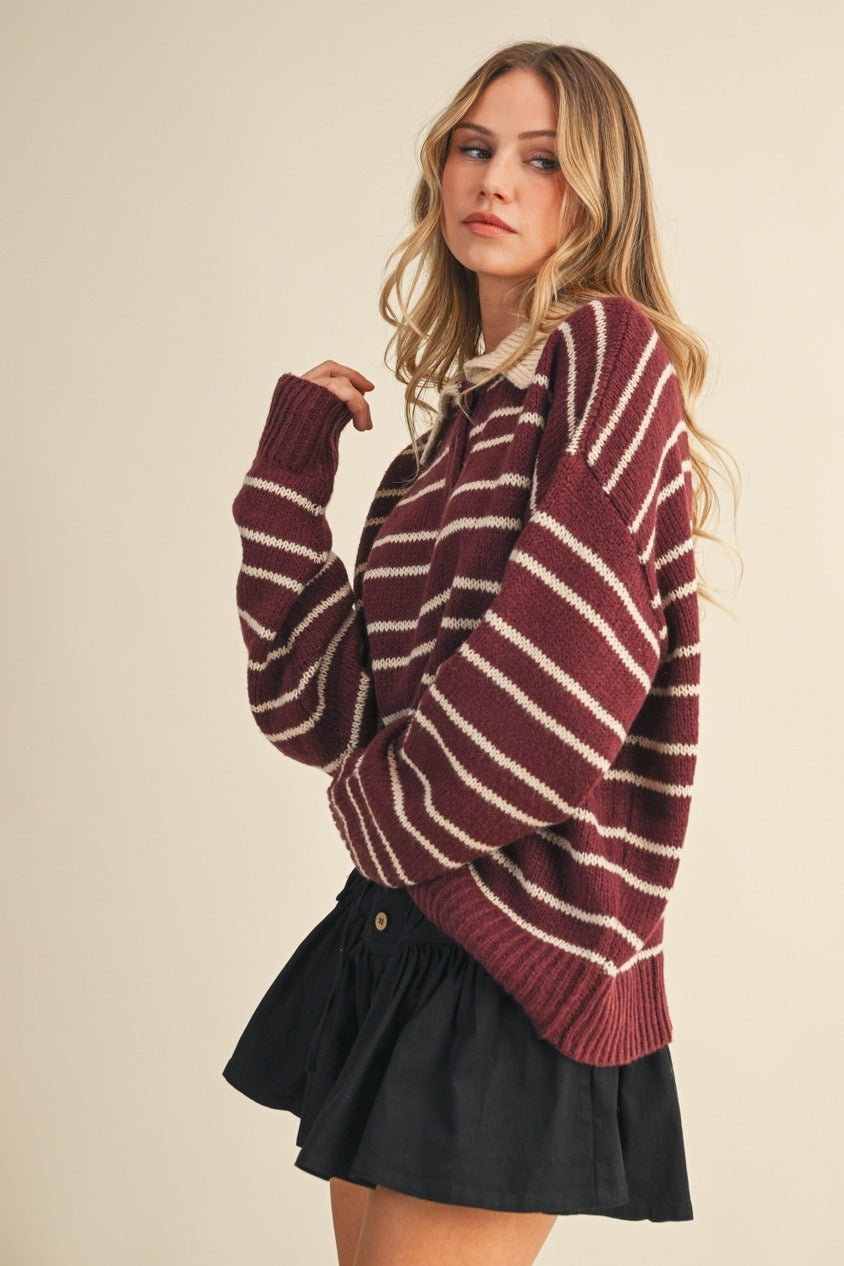 THE COZY COLLAR STRIPED SWEATER