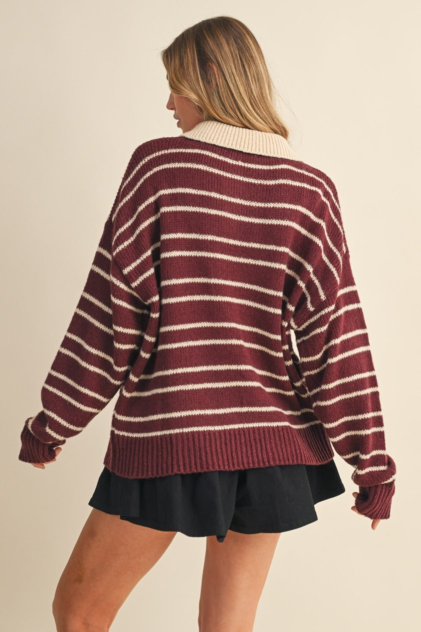 THE COZY COLLAR STRIPED SWEATER