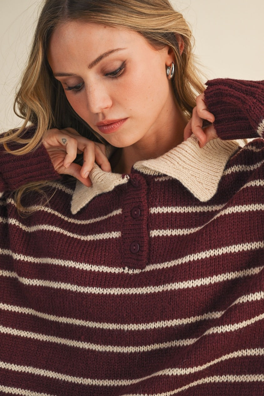 THE COZY COLLAR STRIPED SWEATER