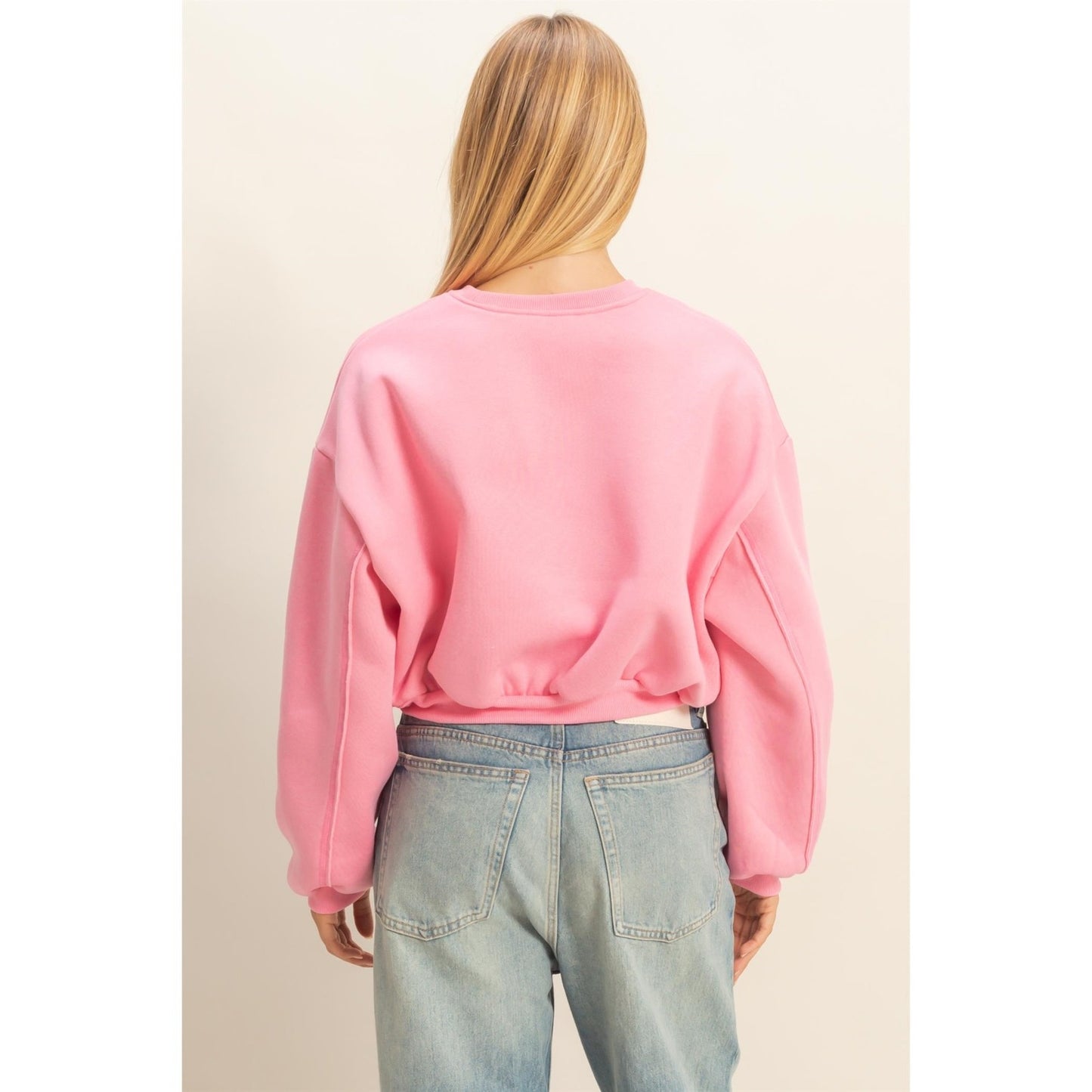 THINK PINK CROP SWEATSHIRT