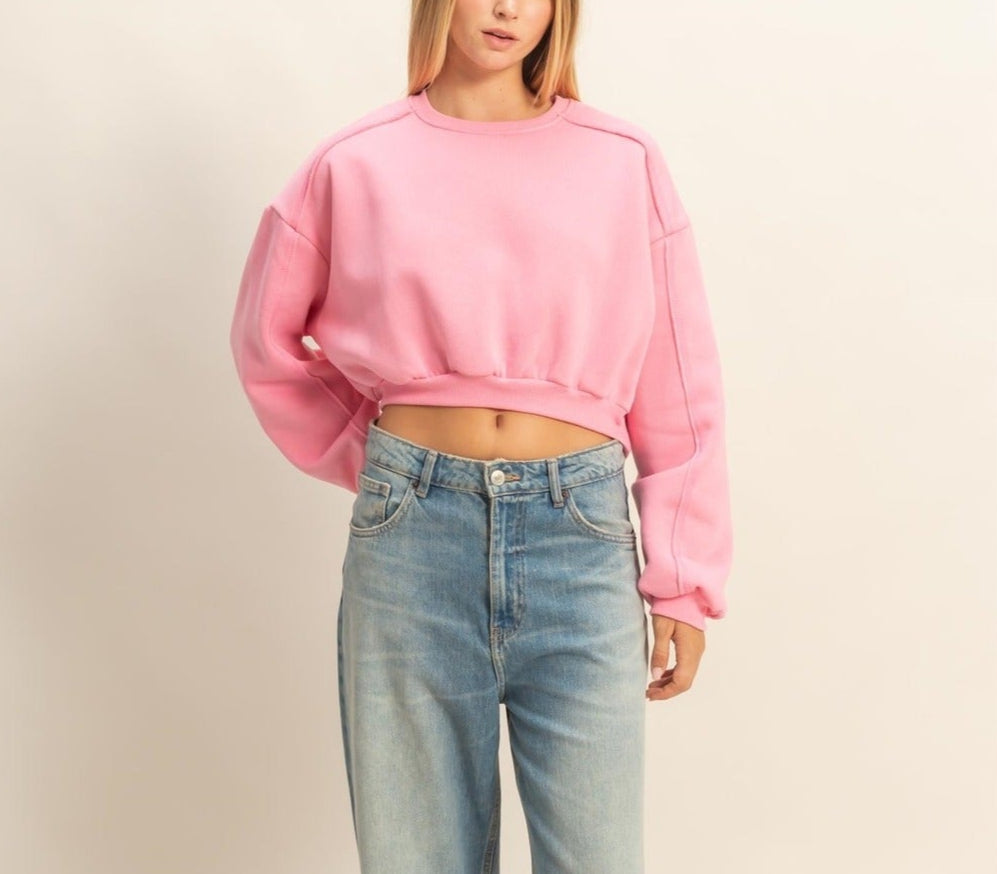 THINK PINK CROP SWEATSHIRT