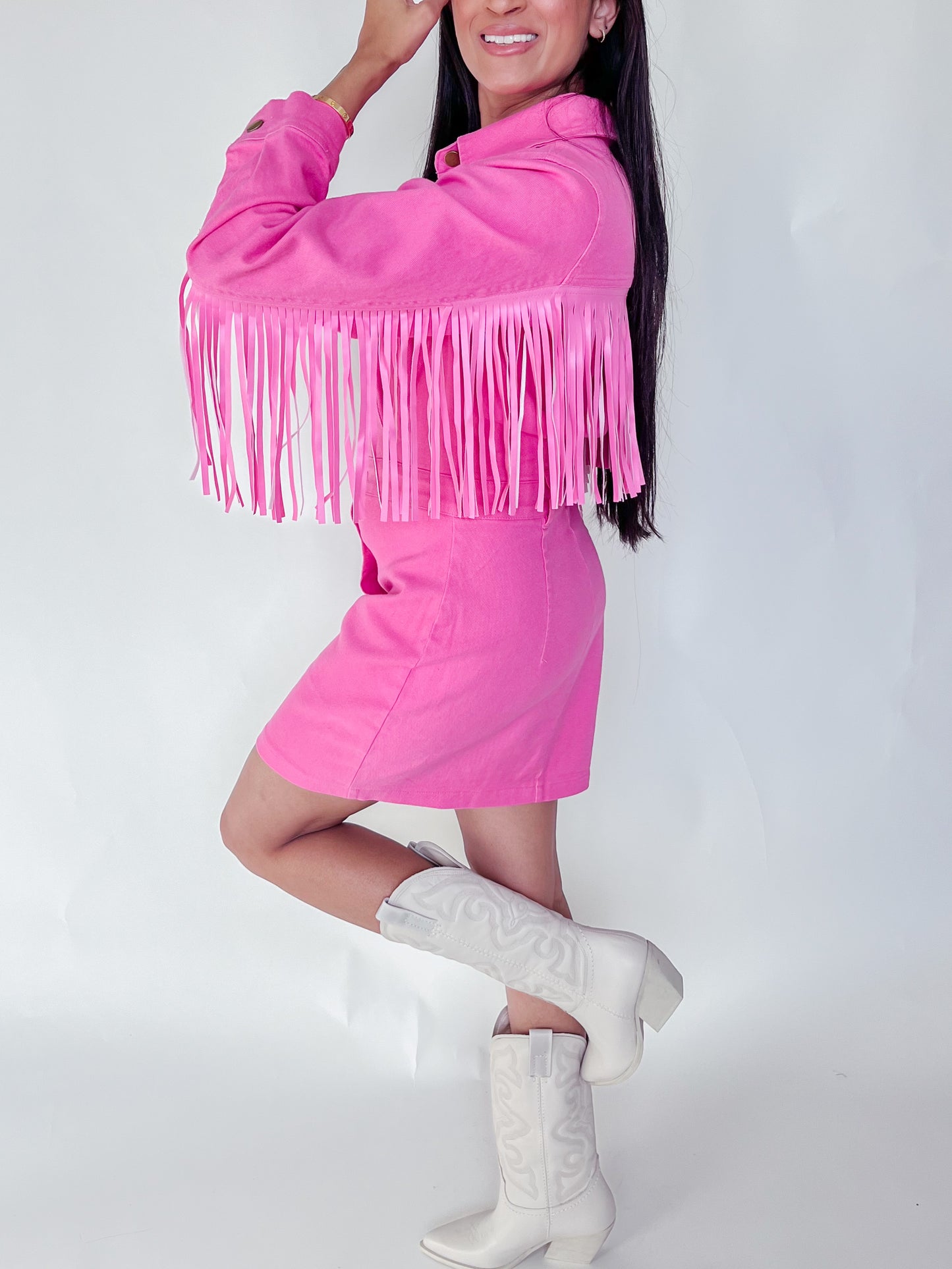 NASH DENIM FRINGE DRESS