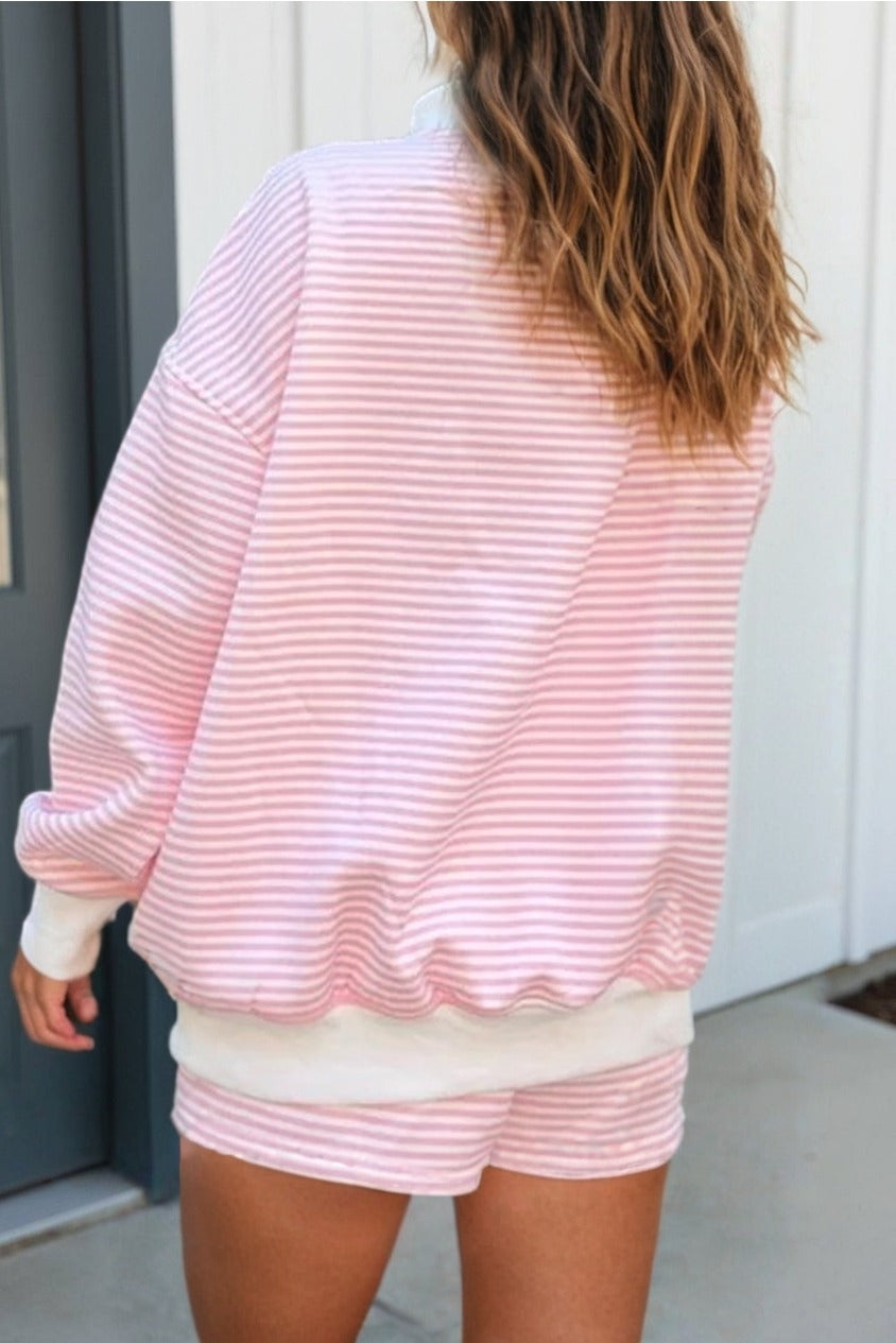 IT GIRL STRIPED SWEATSHIRT AND SHORTS SET