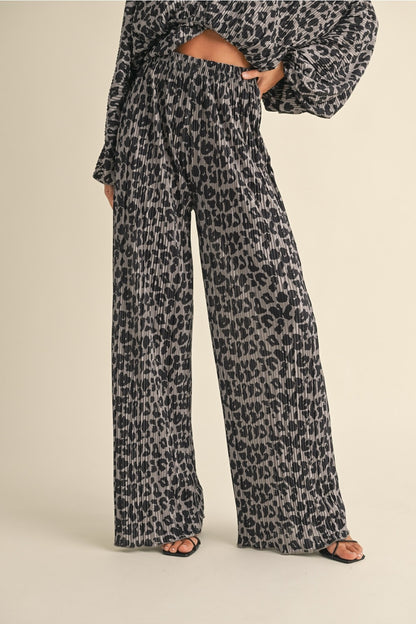 CRINKLE CATWALK LEOPARD PANTS