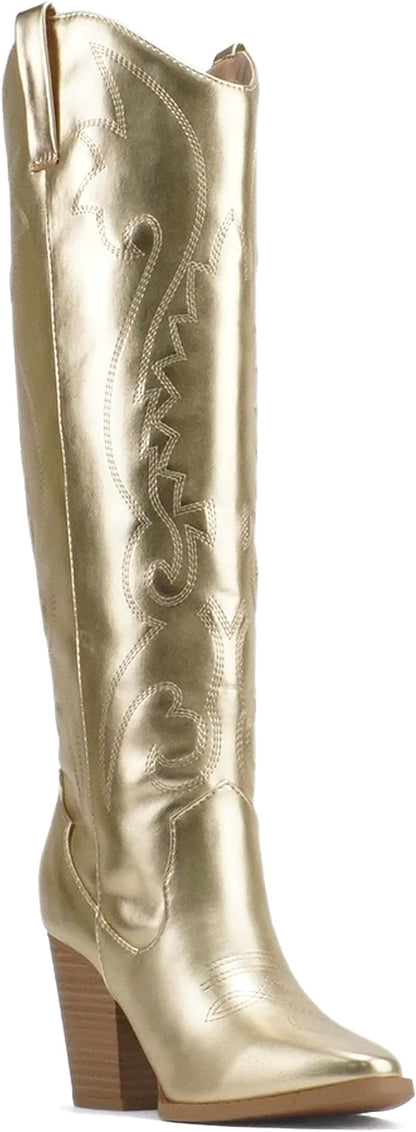 NATASHA GOLD COWBOY BOOTS