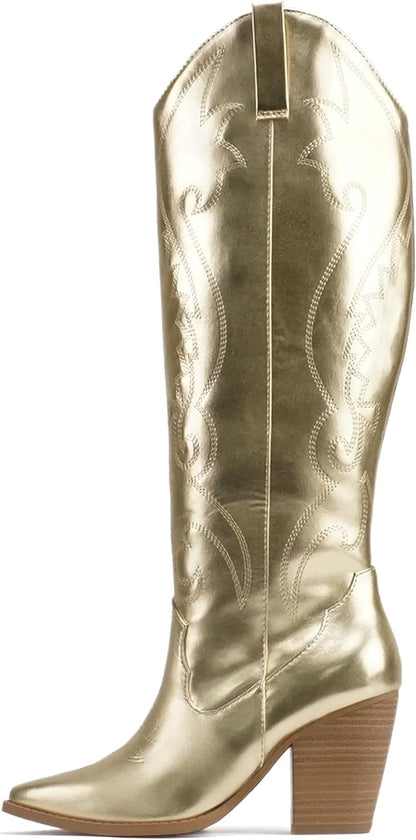 NATASHA GOLD COWBOY BOOTS