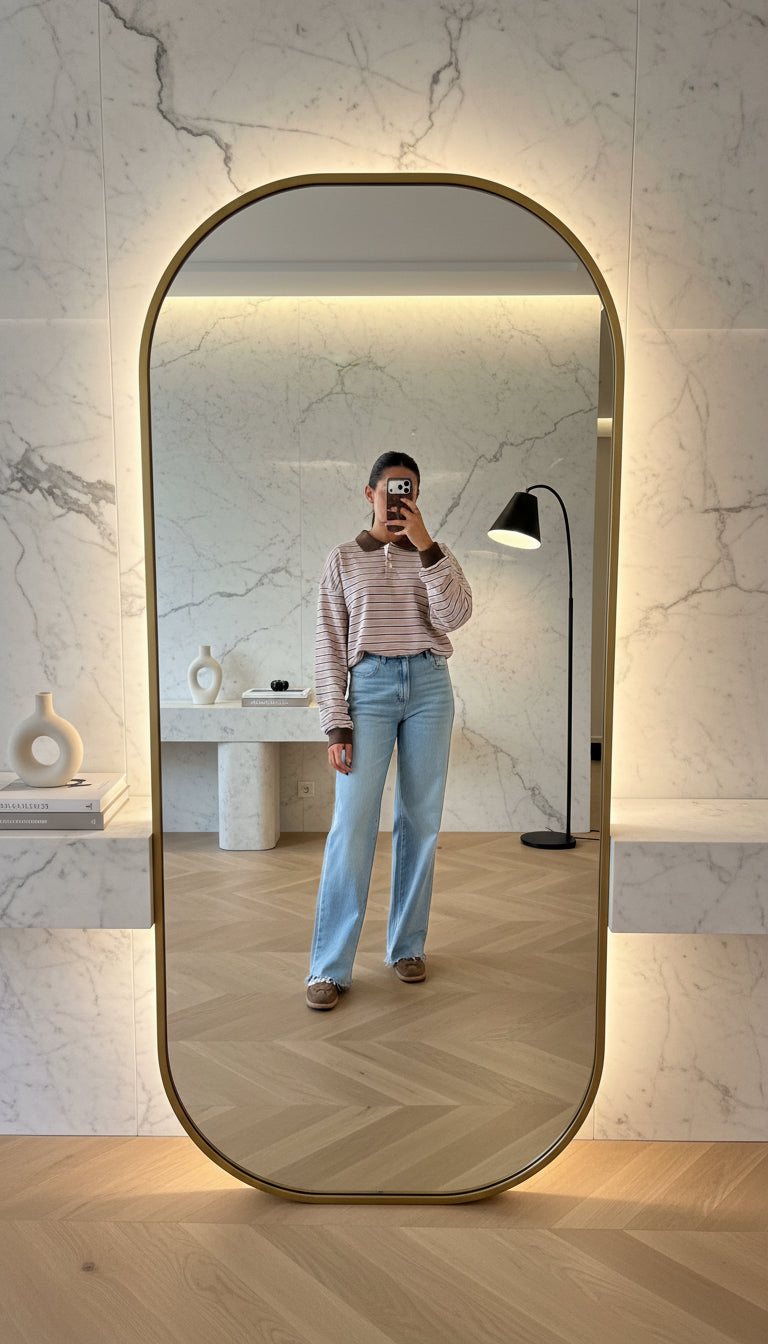 MAUVE MOOD STRIPED COLLAR SWEATSHIRT