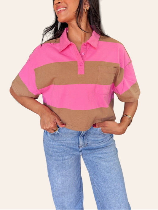 PRETTY IN PREP CROPPED POLO
