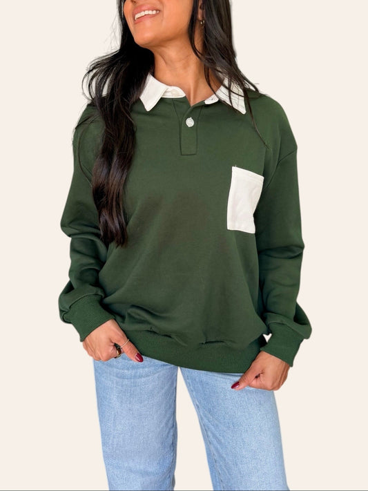 EVERGREEN LANE COLLAR SWEATSHIRT