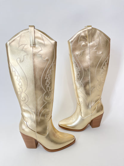 NATASHA GOLD COWBOY BOOTS