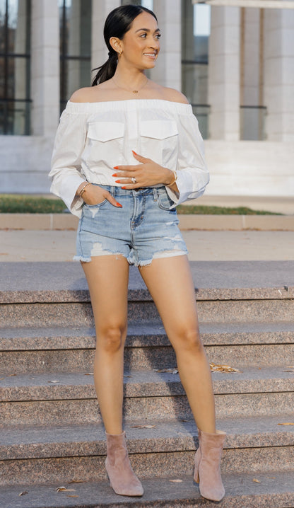 KENZIE MID RISE DENIM SHORTS