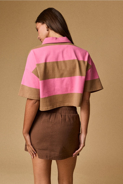 PRETTY IN PREP CROPPED POLO
