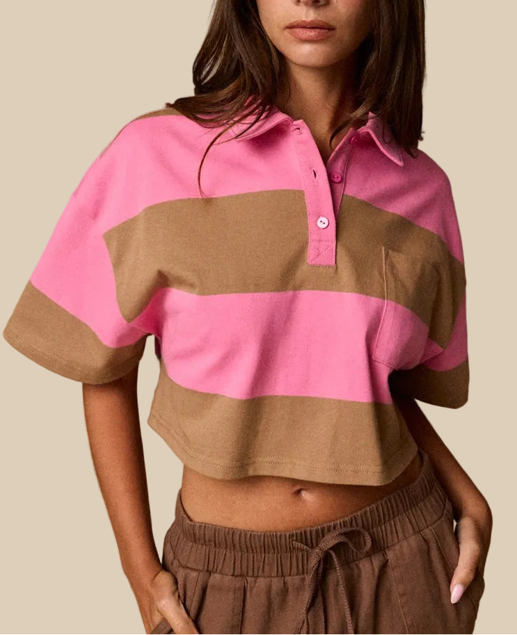PRETTY IN PREP CROPPED POLO