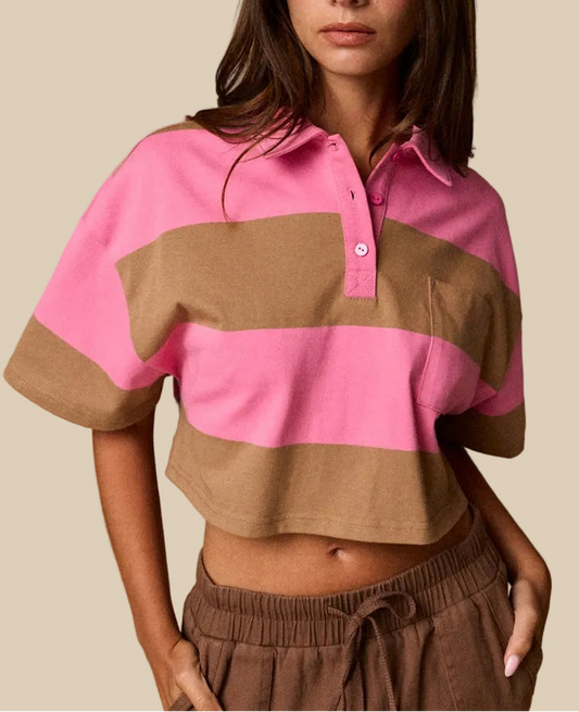 PRETTY IN PREP CROPPED POLO