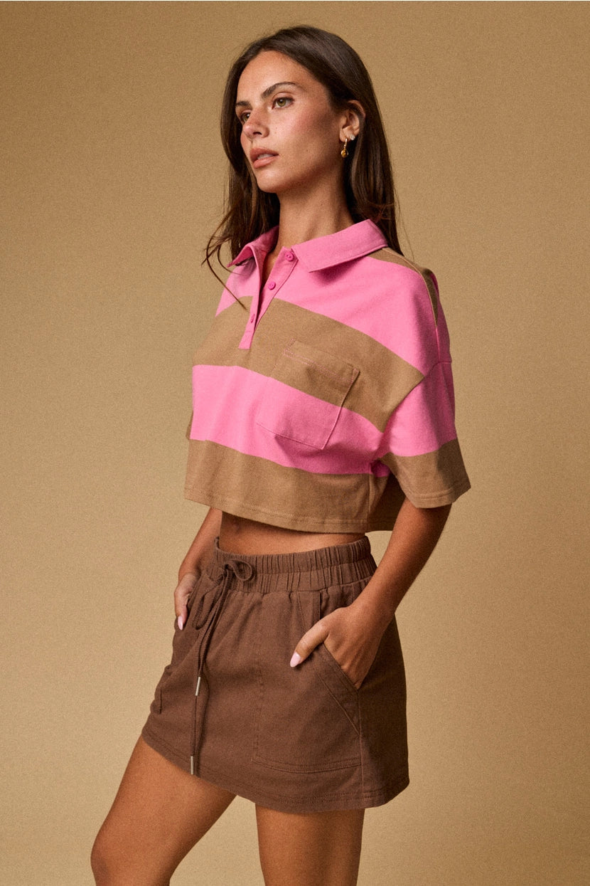 PRETTY IN PREP CROPPED POLO