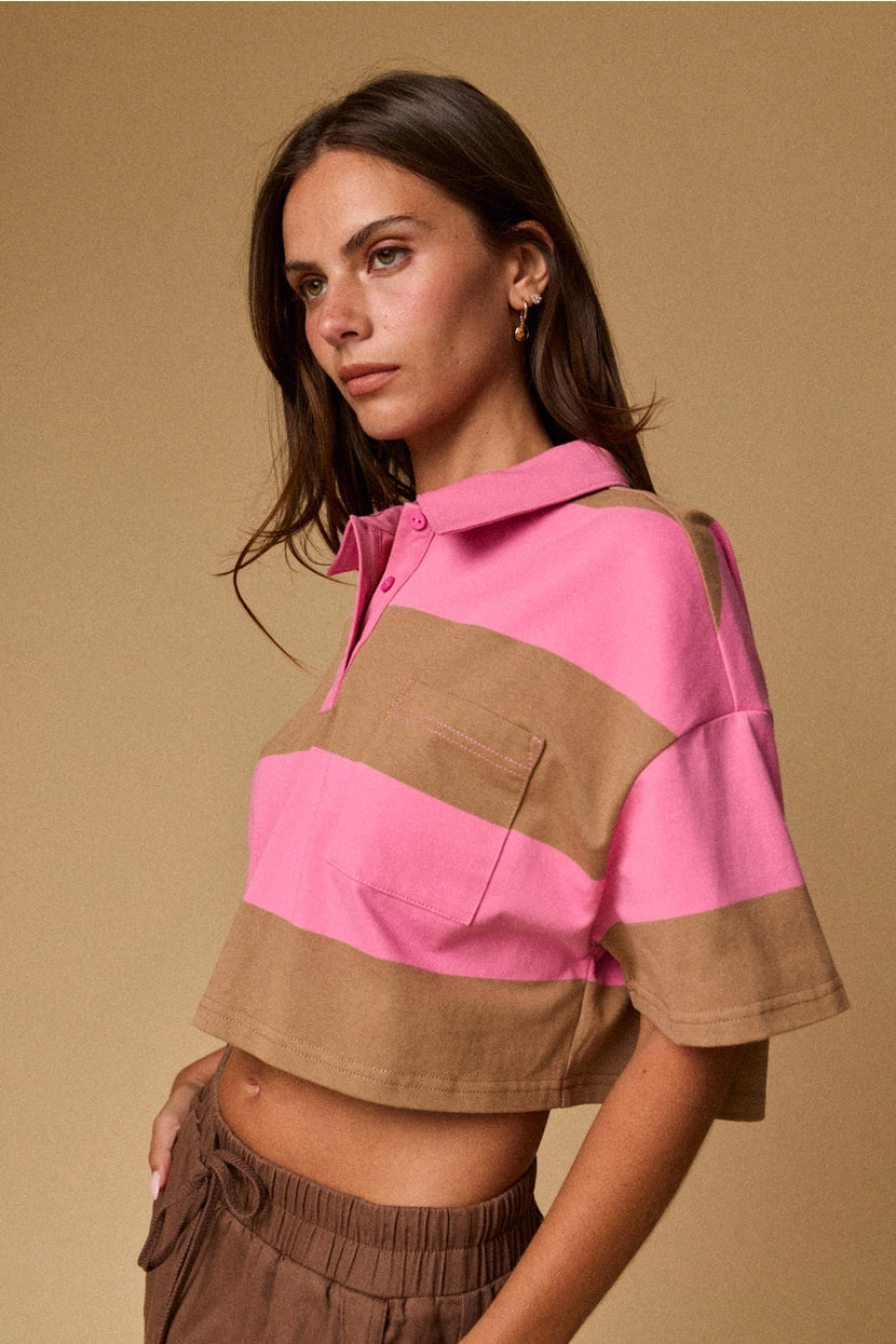 PRETTY IN PREP CROPPED POLO