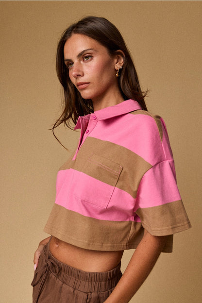 PRETTY IN PREP CROPPED POLO