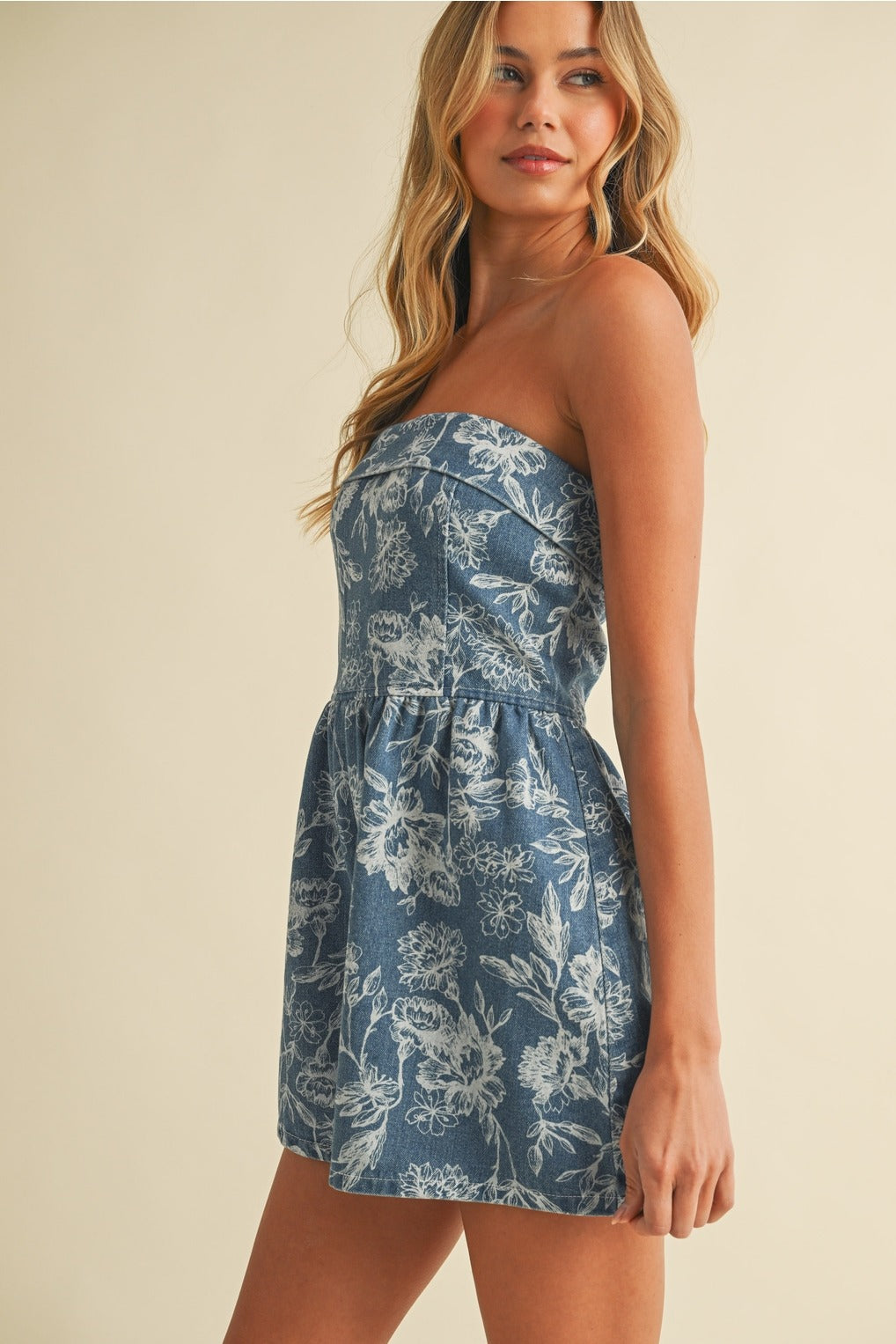 SWEET MEADOW DENIM ROMPER