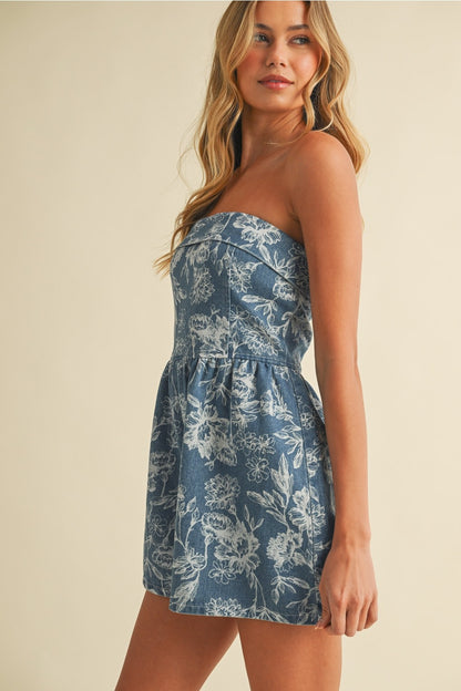 SWEET MEADOW DENIM ROMPER