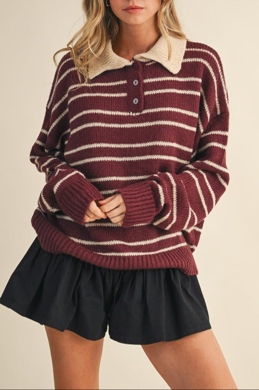 THE COZY COLLAR STRIPED SWEATER