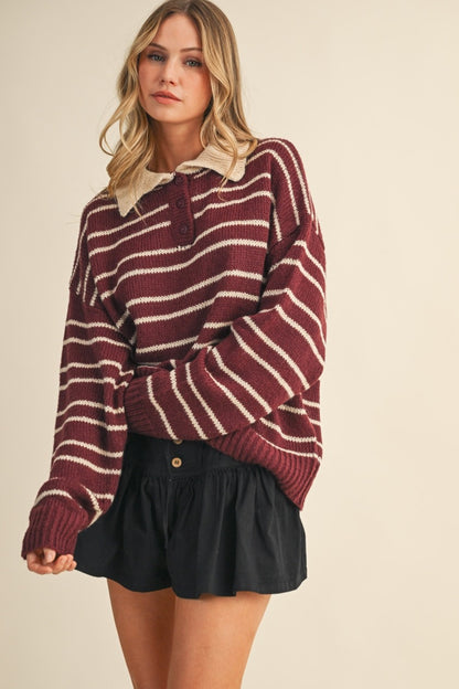 THE COZY COLLAR STRIPED SWEATER