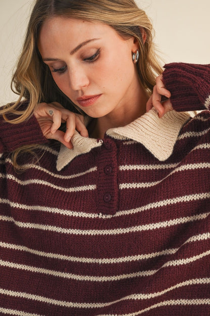 THE COZY COLLAR STRIPED SWEATER