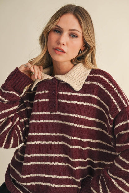 THE COZY COLLAR STRIPED SWEATER