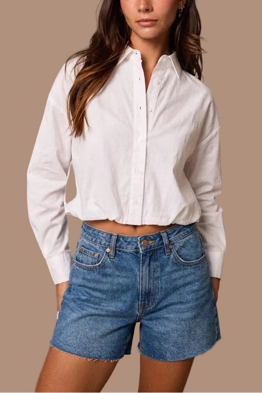 CLEAN SLATE CROPPED BUTTON DOWN