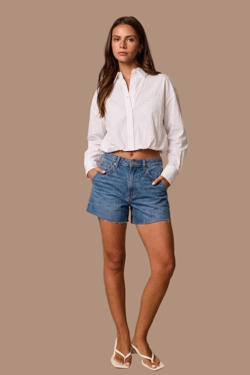 CLEAN SLATE CROPPED BUTTON DOWN