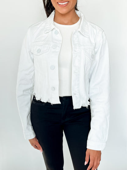 WHITE DISTRESSED DENIM JACKET