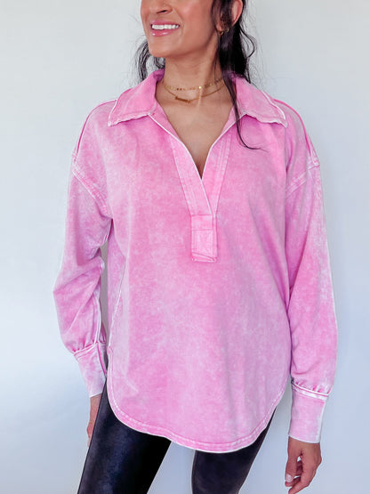 BUBBLEGUM BLOSSOM COLLARED TOP