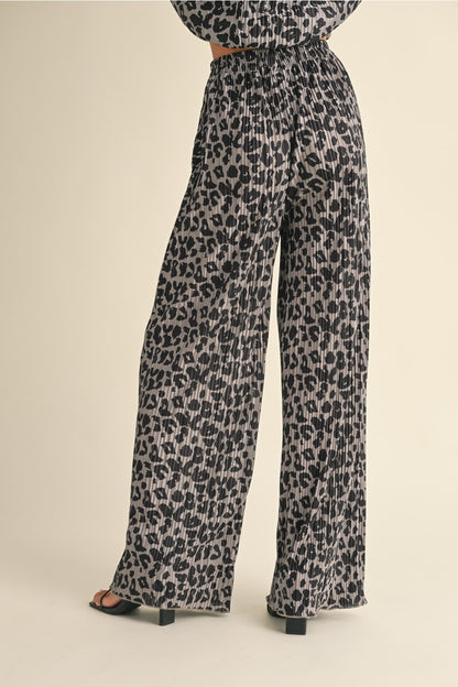 CRINKLE CATWALK LEOPARD PANTS