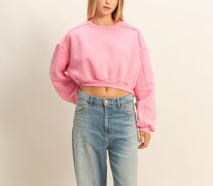 THINK PINK CROP SWEATSHIRT