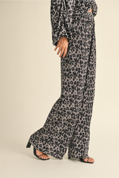 CRINKLE CATWALK LEOPARD PANTS