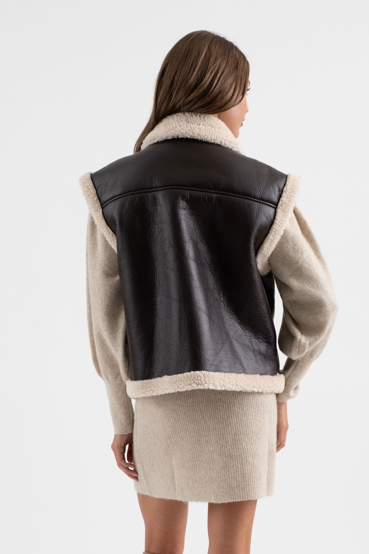 FAUX LEATHER SHEARLING VEST