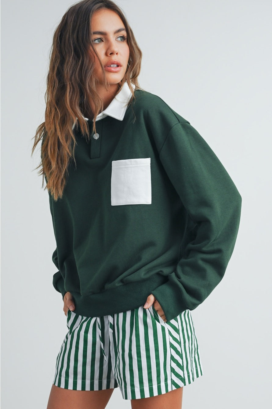EVERGREEN LANE COLLAR SWEATSHIRT