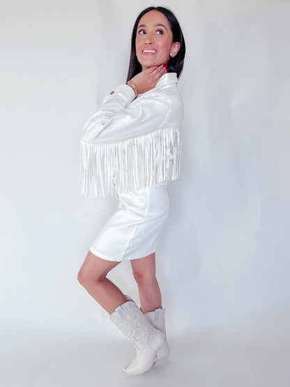 NASH DENIM FRINGE DRESS