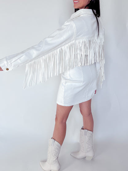 NASH DENIM FRINGE DRESS