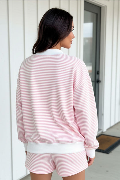 IT GIRL STRIPED SWEATSHIRT AND SHORTS SET