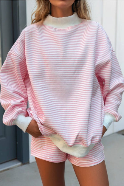 IT GIRL STRIPED SWEATSHIRT AND SHORTS SET