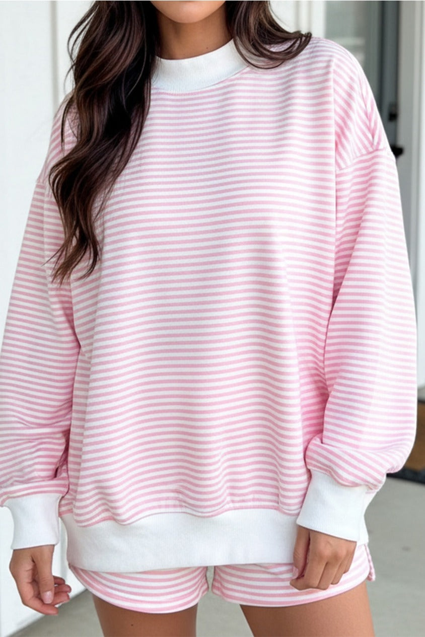 IT GIRL STRIPED SWEATSHIRT AND SHORTS SET